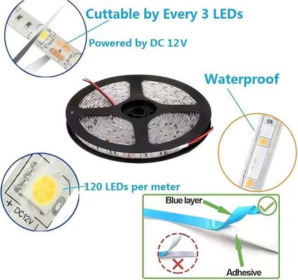 Flexible LED Streifenleuchten 600 Einheiten LEDs LED Streifen Wasserdicht 12 Volt LED Lichtstreifen Pack von 16,4 Fuß/5m für Ferien Home Party Innen- und Außendekoration Wasserdicht Weiß 1 Pack