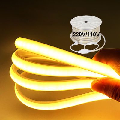 110V 220V wasserdichtes COB-LED-Lichtband mit PVC-Kleber angepasst Blau / Eisblau / Weiß / Grün / Lila / Gold / Rosa