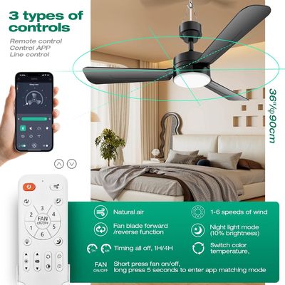 Deckenventilatoren mit Lichtern, 36&quot; LED-Ventilatoren mit Haken, Hook-Typ-Deckenventilator, Stecker in Deckenventilatoren Licht, 40W, 3000-6500k, Fernbedienung, Tragbare Ventilator für Campingbett, Terrassen, ((Schwarz) N DFFFFFN`