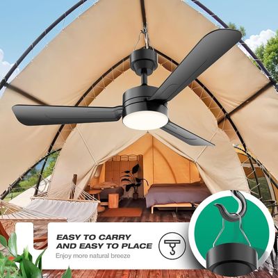 Deckenventilatoren mit Lichtern, 36&quot; LED-Ventilatoren mit Haken, Hook-Typ-Deckenventilator, Stecker in Deckenventilatoren Licht, 40W, 3000-6500k, Fernbedienung, Tragbare Ventilator für Campingbett, Terrassen, ((Schwarz) N DFFFFFN`