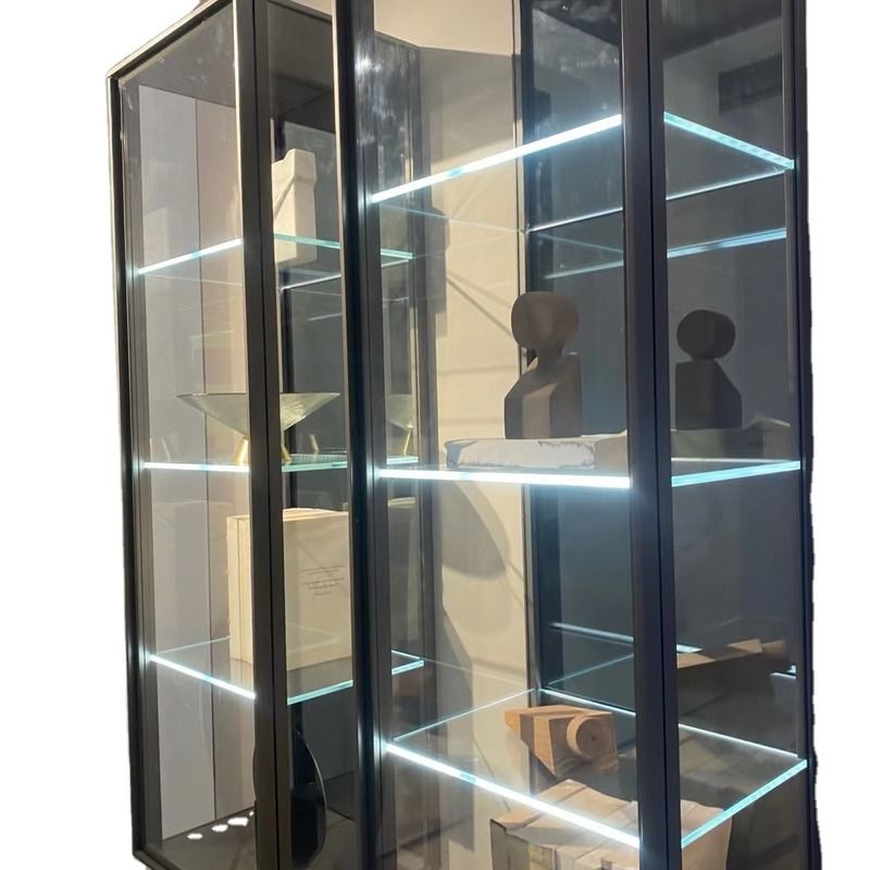 Moderne Oberflächengestellte Einfachglasregal Schrank Beleuchtung Warme weiße Led Glasregal Licht