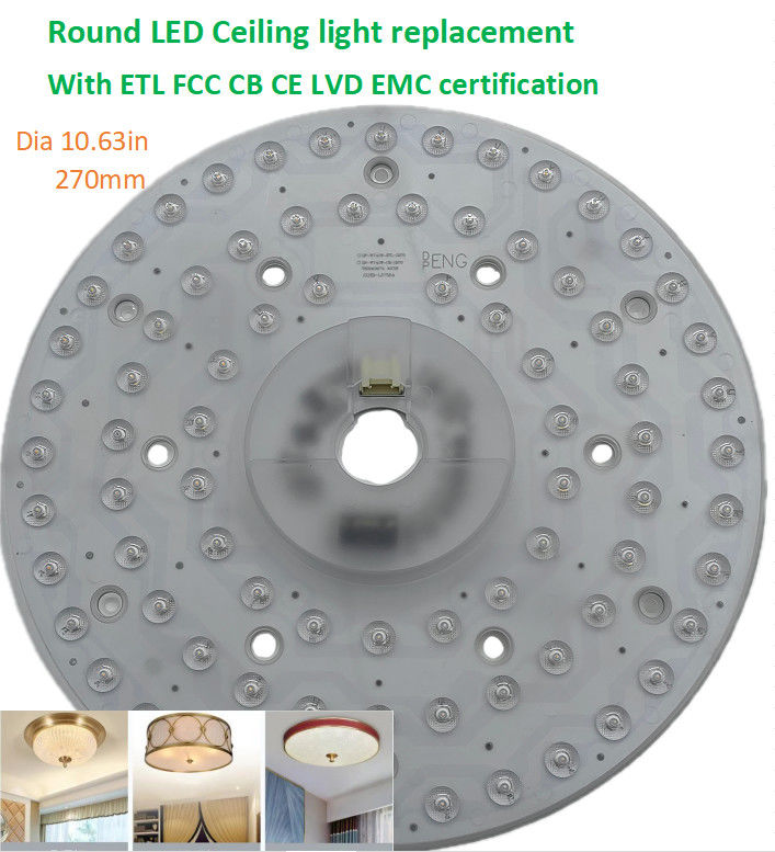 270mm dimmbar rundes LED-Decklicht 120v Aluminium mit Zertifikat FCC,ETL,CB,CE,LVD,EMC
