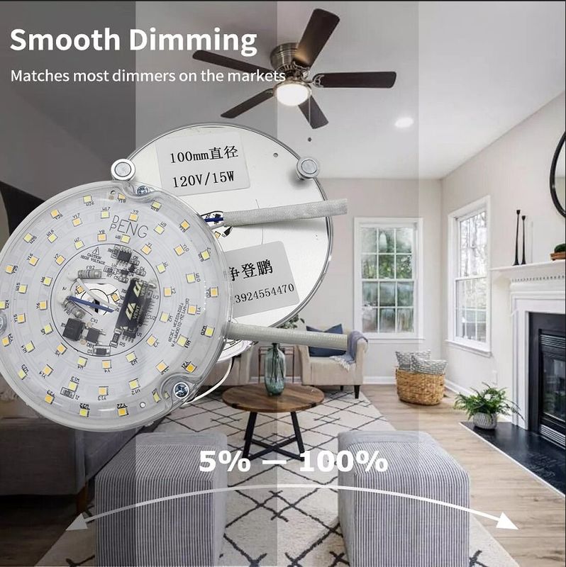 120V 15W Driverless Dia 100mm Led Light Für Led-Ventilatorlicht Mit ETL-Zertifikat Deckenventilator Led-Licht Ersatz